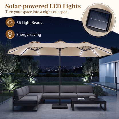 13 FT Double-Sided Patio Umbrella with 36 LED Lights