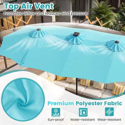 13 FT Double-Sided Patio Umbrella with 108 LED Lights & Base