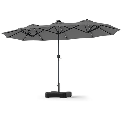 13 FT Double-Sided Patio Umbrella with 108 LED Lights & Base