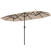 13 FT Large Patio Umbrella Outdoor Double-Sided Table Market Umbrella with Crank Handle-Beige