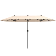 13 FT Large Patio Umbrella Outdoor Double-Sided Table Market Umbrella with Crank Handle-Beige