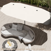 13 FT Large Patio Umbrella Outdoor Double-Sided Table Market Umbrella with Crank Handle-Beige