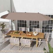 13 FT Large Patio Umbrella Outdoor Double-Sided Table Market Umbrella with Crank Handle-Coffee