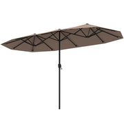 13 FT Large Patio Umbrella Outdoor Double-Sided Table Market Umbrella with Crank Handle-Coffee