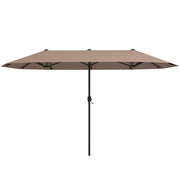 13 FT Large Patio Umbrella Outdoor Double-Sided Table Market Umbrella with Crank Handle-Coffee