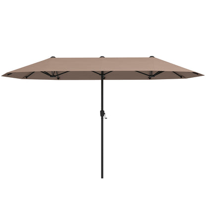 13 FT Large Patio Umbrella Outdoor Double-Sided Table Market Umbrella with Crank Handle-Beige