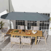 13 FT Large Patio Umbrella Outdoor Double-Sided Table Market Umbrella with Crank Handle-Gray