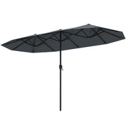 13 FT Large Patio Umbrella Outdoor Double-Sided Table Market Umbrella with Crank Handle-Gray
