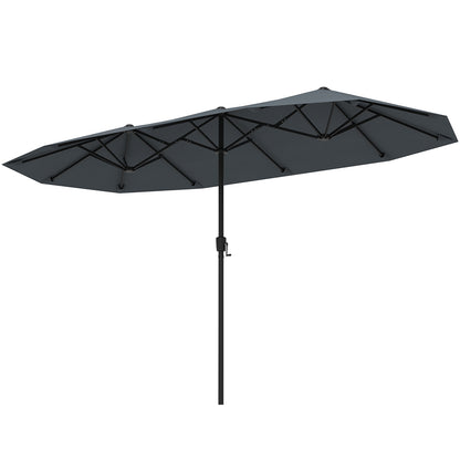 13 FT Large Patio Umbrella Outdoor Double-Sided Table Market Umbrella with Crank Handle-Navy - Gray
