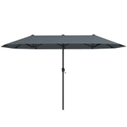 13 FT Large Patio Umbrella Outdoor Double-Sided Table Market Umbrella with Crank Handle-Gray