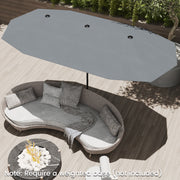 13 FT Large Patio Umbrella Outdoor Double-Sided Table Market Umbrella with Crank Handle-Gray