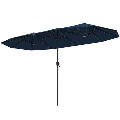 13 FT Large Patio Umbrella Outdoor Double-Sided Table Market Umbrella with Crank Handle-Navy - Navy