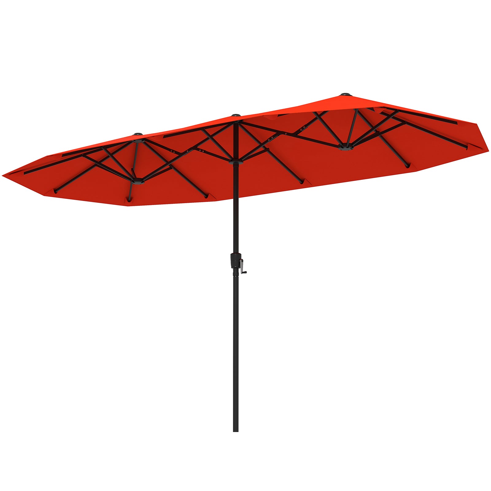 13 FT Large Patio Umbrella Outdoor Double-Sided Table Market Umbrella with Crank Handle-Navy - Orange