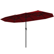 13 FT Large Patio Umbrella Outdoor Double-Sided Table Market Umbrella with Crank Handle-Red