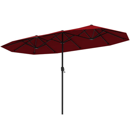 13 FT Large Patio Umbrella Outdoor Double-Sided Table Market Umbrella with Crank Handle-Navy - Red