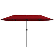 13 FT Large Patio Umbrella Outdoor Double-Sided Table Market Umbrella with Crank Handle-Red
