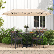 13 Feet Double-Sided Patio Twin Table Umbrella with Crank Handle-Beige