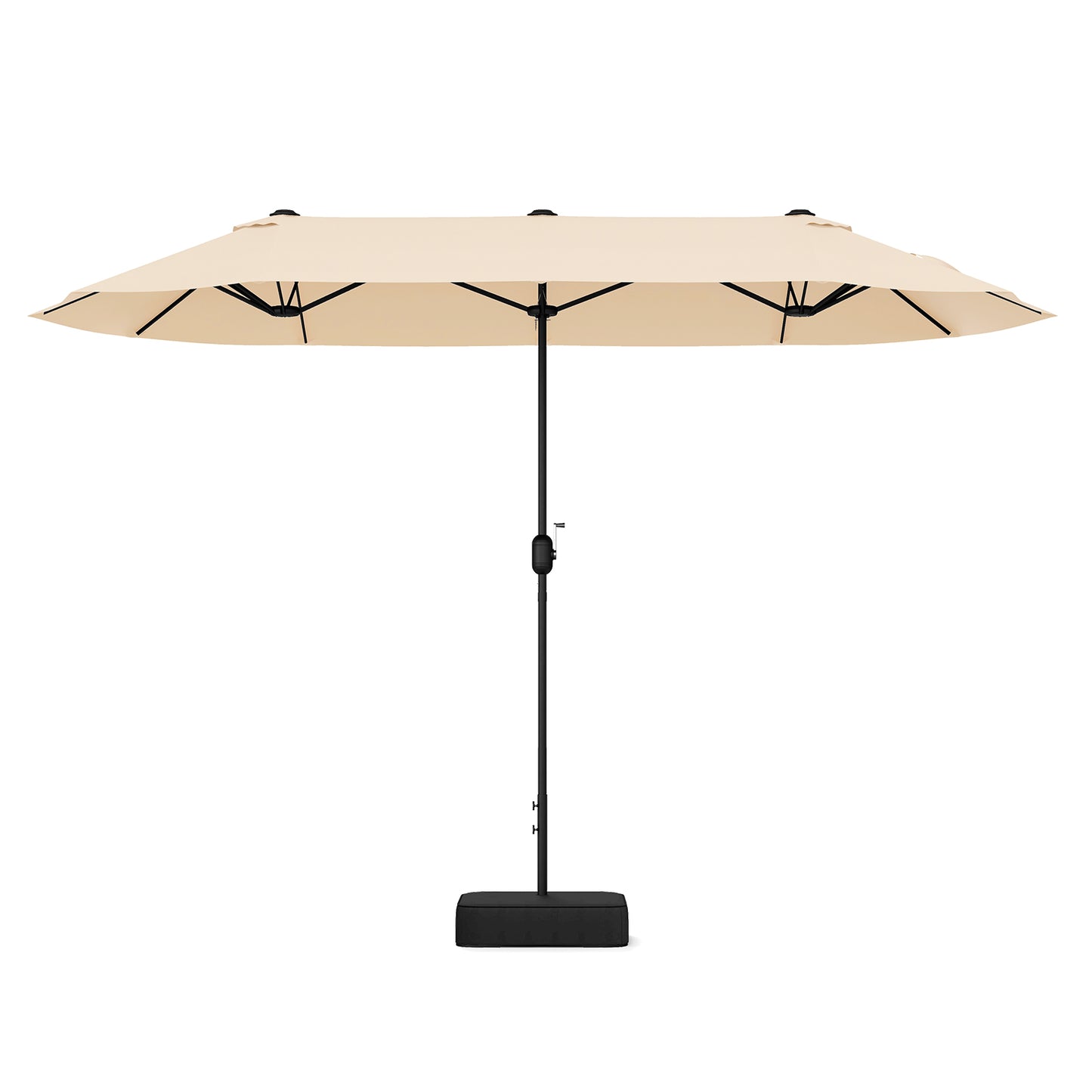 13FT Double-sided Patio Twin Table Umbrella with Crank Handle-Tan
