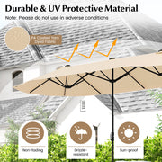 13 Feet Double-Sided Patio Twin Table Umbrella with Crank Handle-Beige