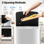 13 Gallons Automatic Garbage Can with Rectangular Infrared Motion Sensor-Sliver