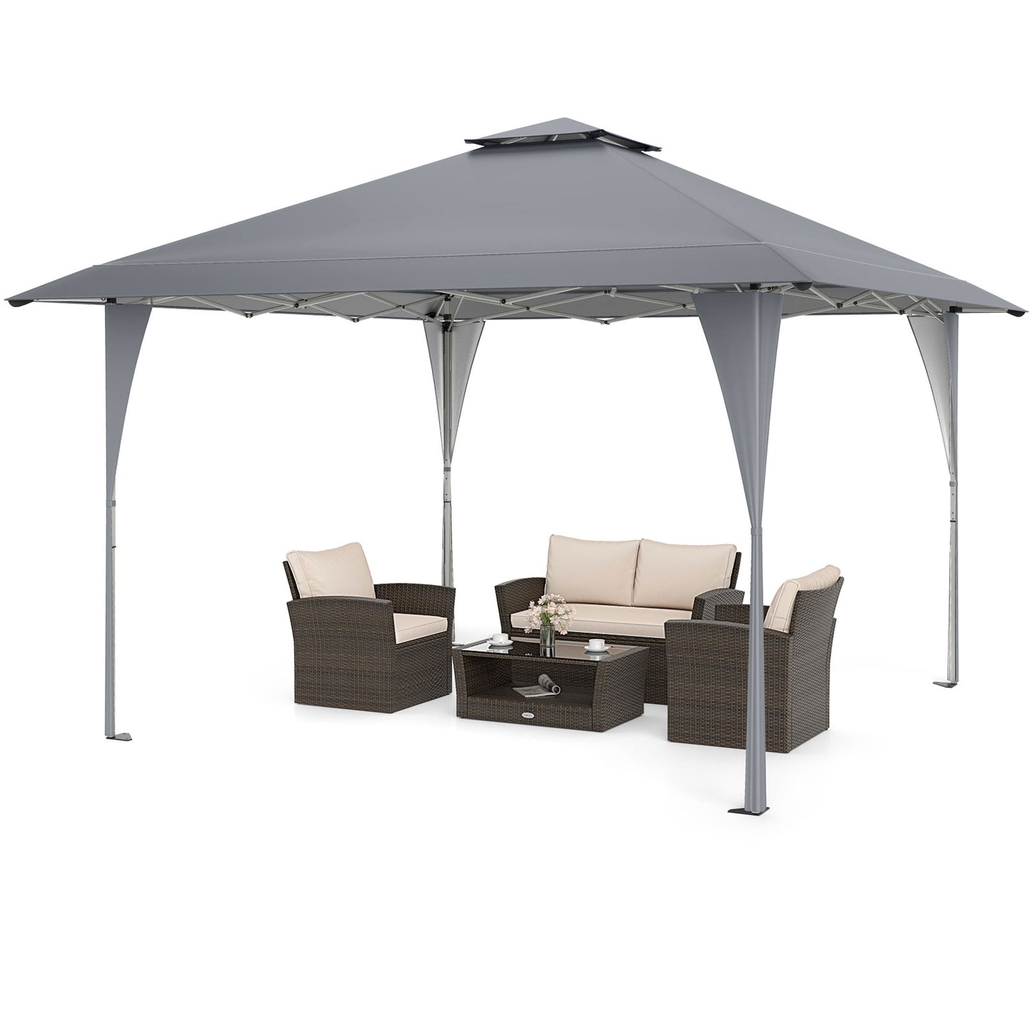 13 X 13 FT Pop up Gazebo with Portable Carrying Bag 8 Stakes and 4 Wind Ropes