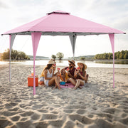 13 X 13 FT Pop up Gazebo with Portable Carrying Bag 8 Stakes and 4 Wind Ropes-Pink