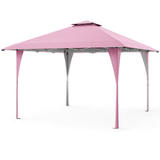 13 X 13 FT Pop up Gazebo with Portable Carrying Bag 8 Stakes and 4 Wind Ropes-Gray - Pink