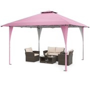 13 X 13 FT Pop up Gazebo with Portable Carrying Bag 8 Stakes and 4 Wind Ropes-Pink
