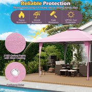 13 X 13 FT Pop up Gazebo with Portable Carrying Bag 8 Stakes and 4 Wind Ropes-Pink
