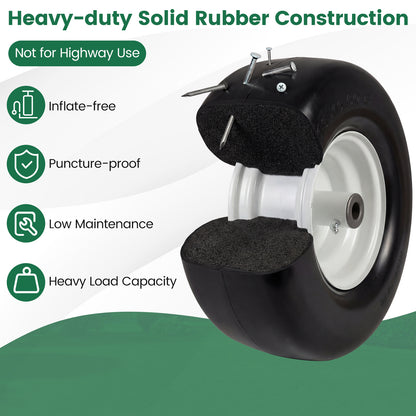 13 x 6.50-6 Flat Free Tires and Wheels 2 Pack Solid Rubber Tires-White