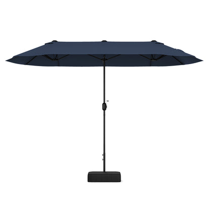13 Feet Double-Sided Patio Twin Table Umbrella with Crank Handle-Wine - Navy
