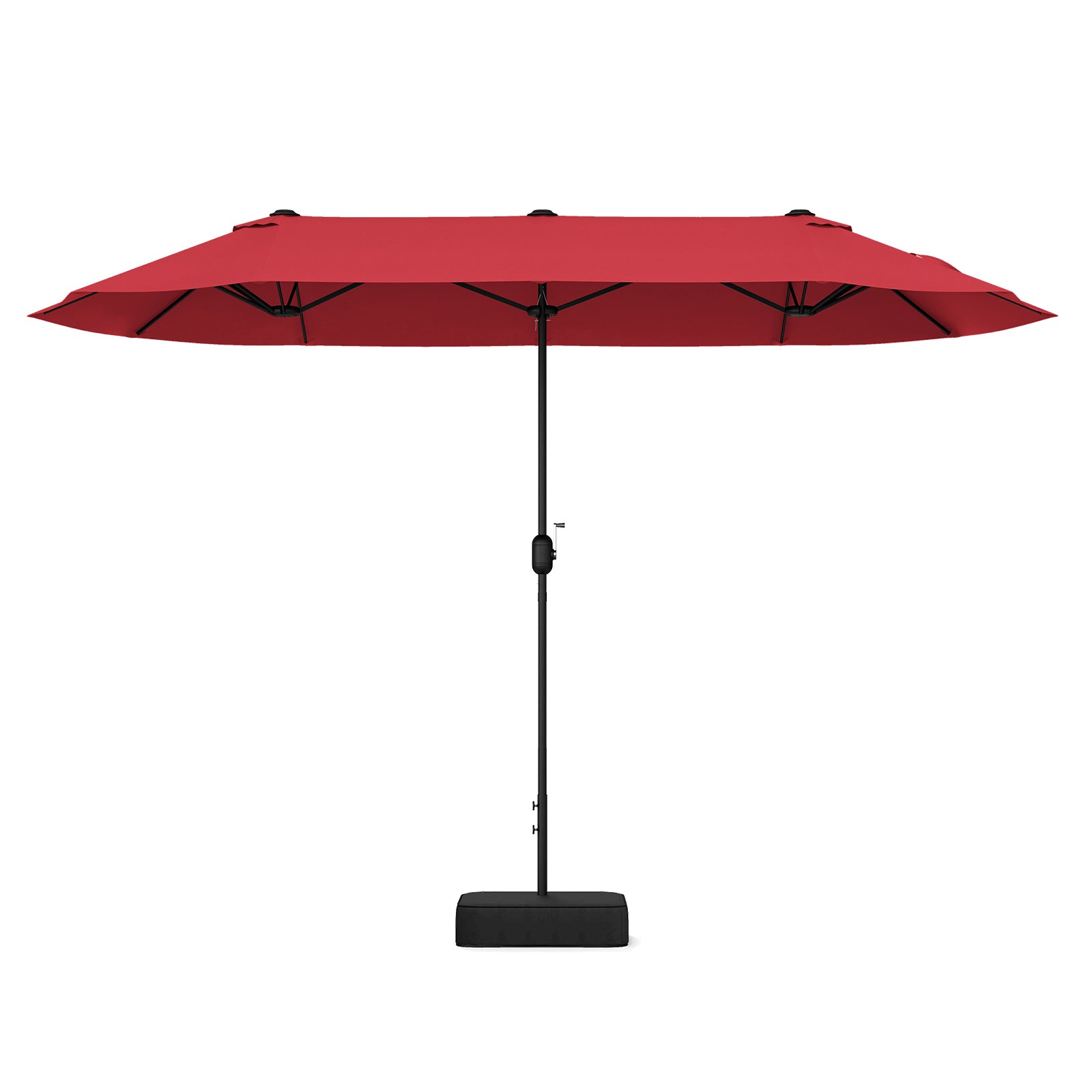 13 Feet Double-Sided Patio Twin Table Umbrella with Crank Handle-Wine - Wine