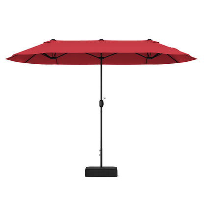 13 Feet Double-Sided Patio Twin Table Umbrella with Crank Handle-Wine - Wine