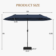 13 Feet Double-Sided Patio Twin Table Umbrella with Crank Handle-Navy