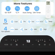 14000 BTU Inverter Portable Air Conditioner 3 in 1 Wifi Enabled AC Unit-White