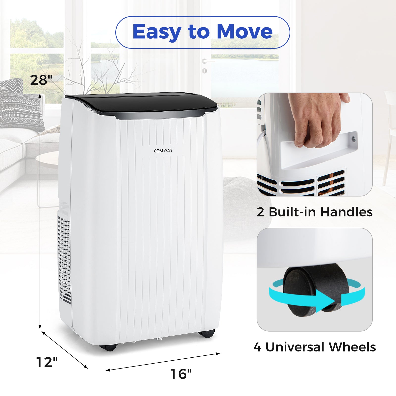 14000 BTU Portable Air Conditioner 4-in-1 Smart WiFi Enabled Home AC Unit with Heat