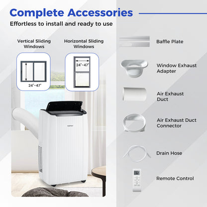 14000 BTU Portable Air Conditioner 4-in-1 Smart WiFi Enabled Home AC Unit with Heat