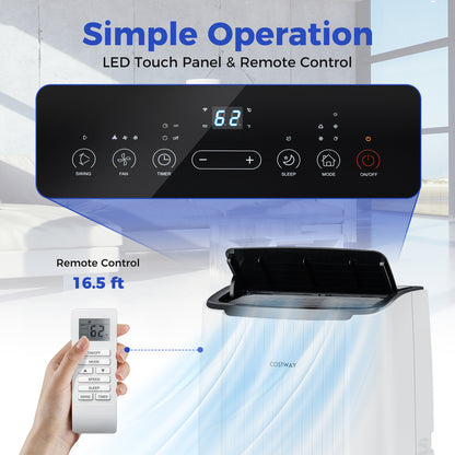 14000 BTU Portable Air Conditioner 4-in-1 Smart WiFi Enabled Home AC Unit with Heat