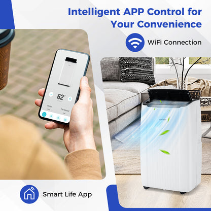 14000 BTU Portable Air Conditioner 4-in-1 Smart WiFi Enabled Home AC Unit with Heat
