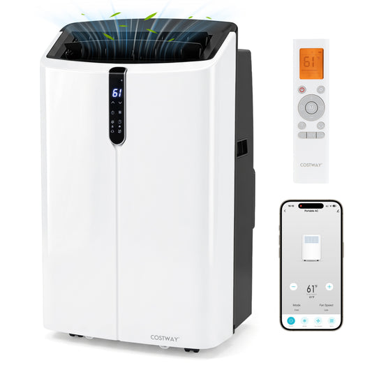 14000 BTU Smart Portable AC with APP Voice Control 47 dB for Rooms 750 Sq.Ft
