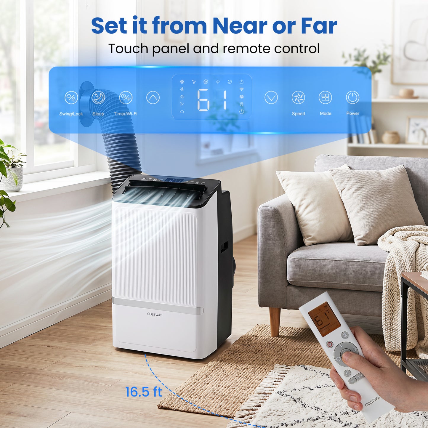 14000 BTU Portable Air Conditioner with WiFi & Dehumidifier