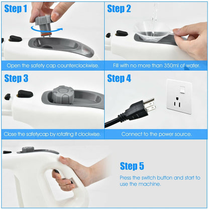 Handheld Steam Cleaner 1400W with 14-Piece Accessory Kit