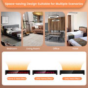 1400W Electric Baseboard Heater with Realistic Multicolor Flame-Black