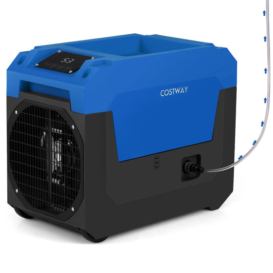 140 Pints Commercial Dehumidifier with Pump and Drain Hose-Blue