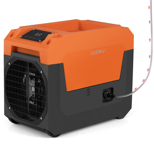 140 Pints Commercial Dehumidifier with Pump and Drain Hose-Orange
