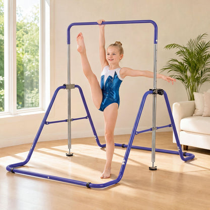 143 lbs Capacity Foldable and Adjustable Kids Gymnastics Bar with 5 Height Levels