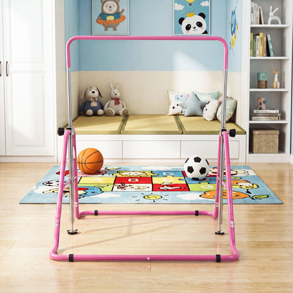 143 lbs Capacity Foldable and Adjustable Kids Gymnastics Bar with 5 Height Levels