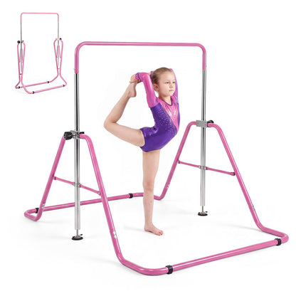 143 lbs Capacity Foldable and Adjustable Kids Gymnastics Bar with 5 Height Levels