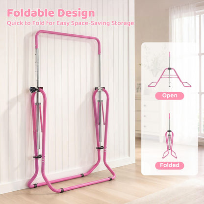 143 lbs Capacity Foldable and Adjustable Kids Gymnastics Bar with 5 Height Levels