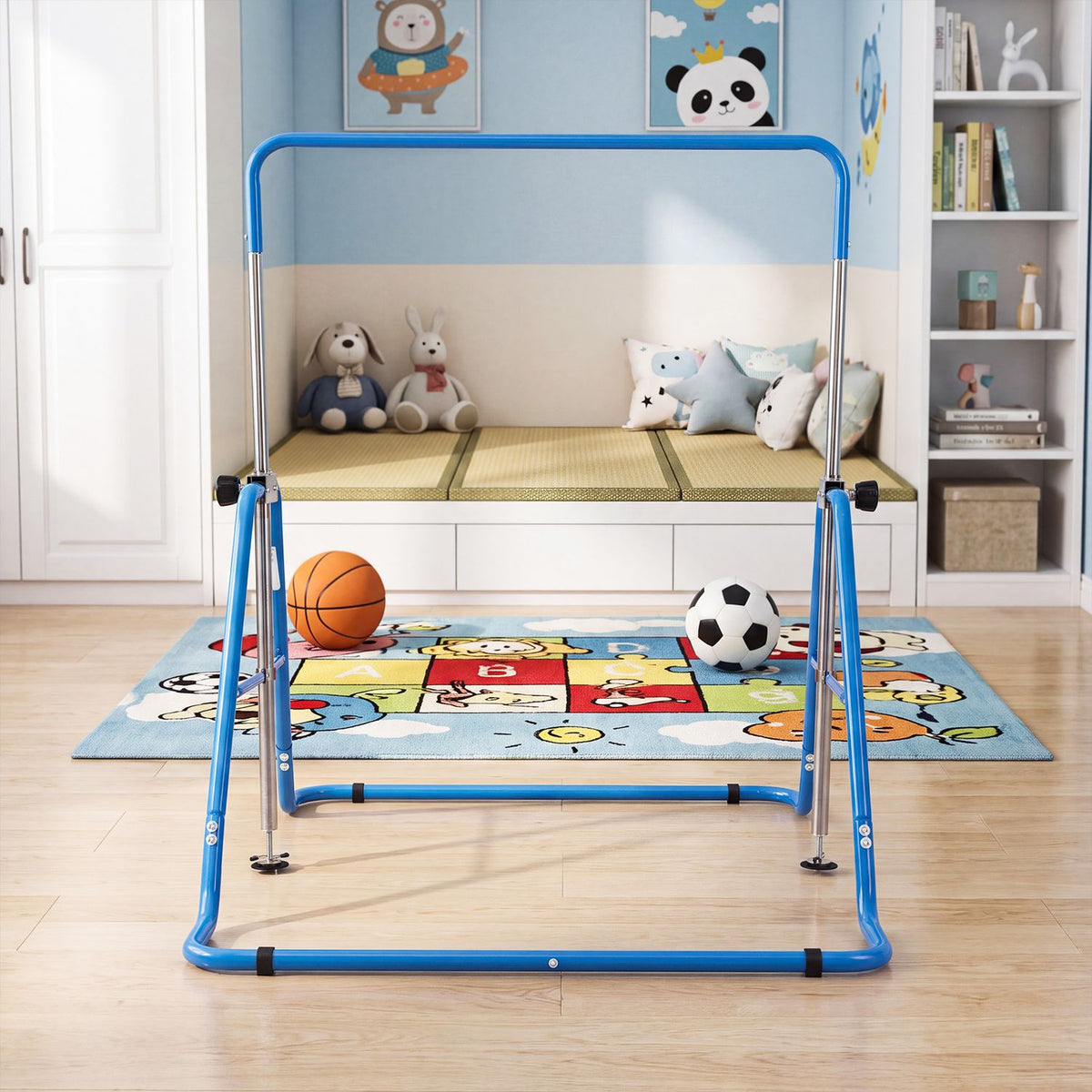 143 lbs Capacity Foldable and Adjustable Kids Gymnastics Bar with 5 Height Levels